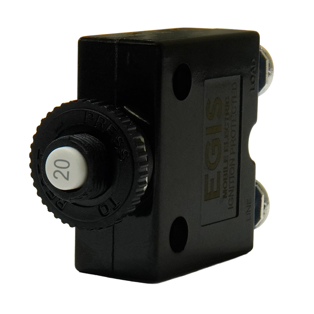 Egis 20A Push Button Panel Mount Circuit Breaker Screw Terminals 471020