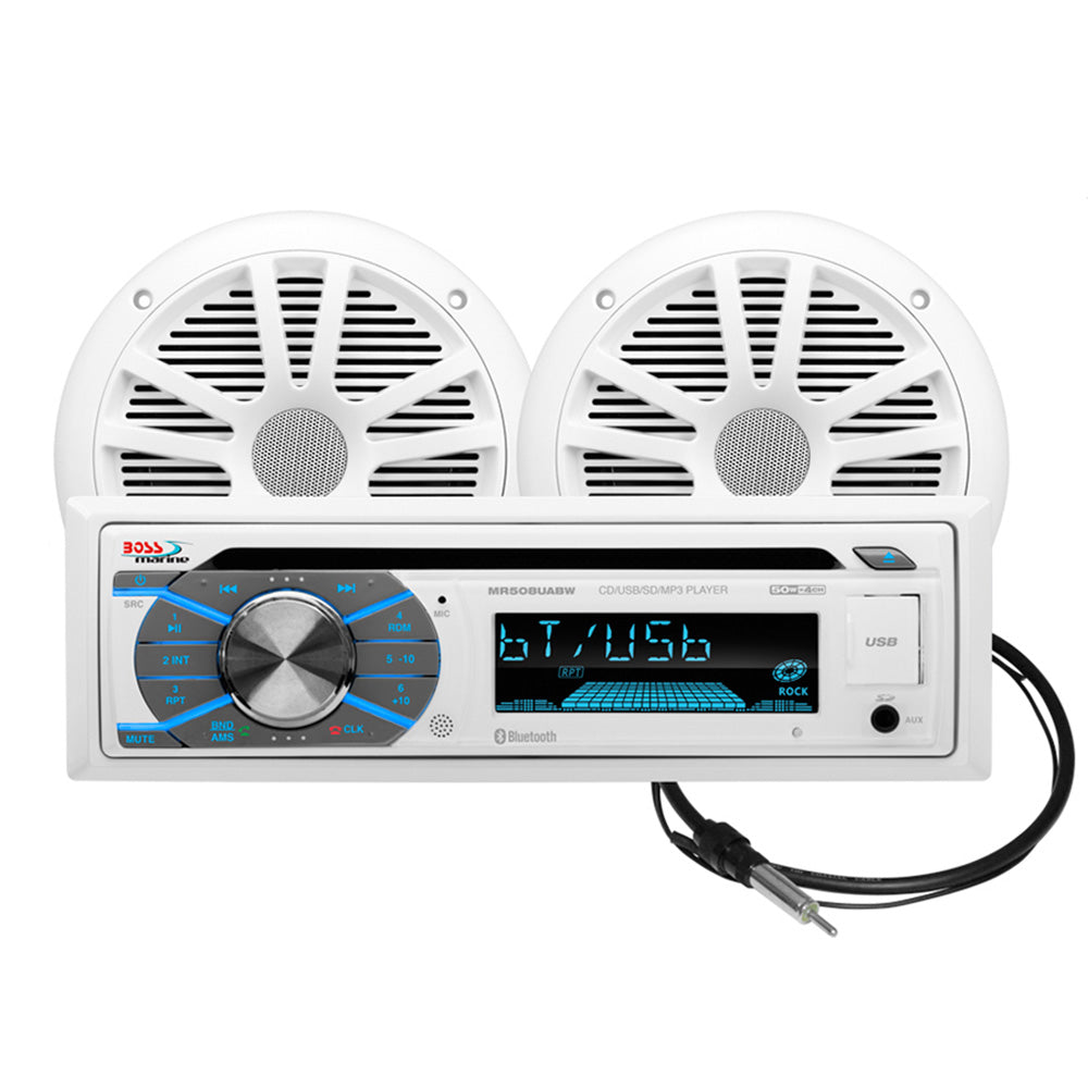 Boss Audio MCK508WB6 Marine Stereo 65 Speaker Kit White MCK508WB6