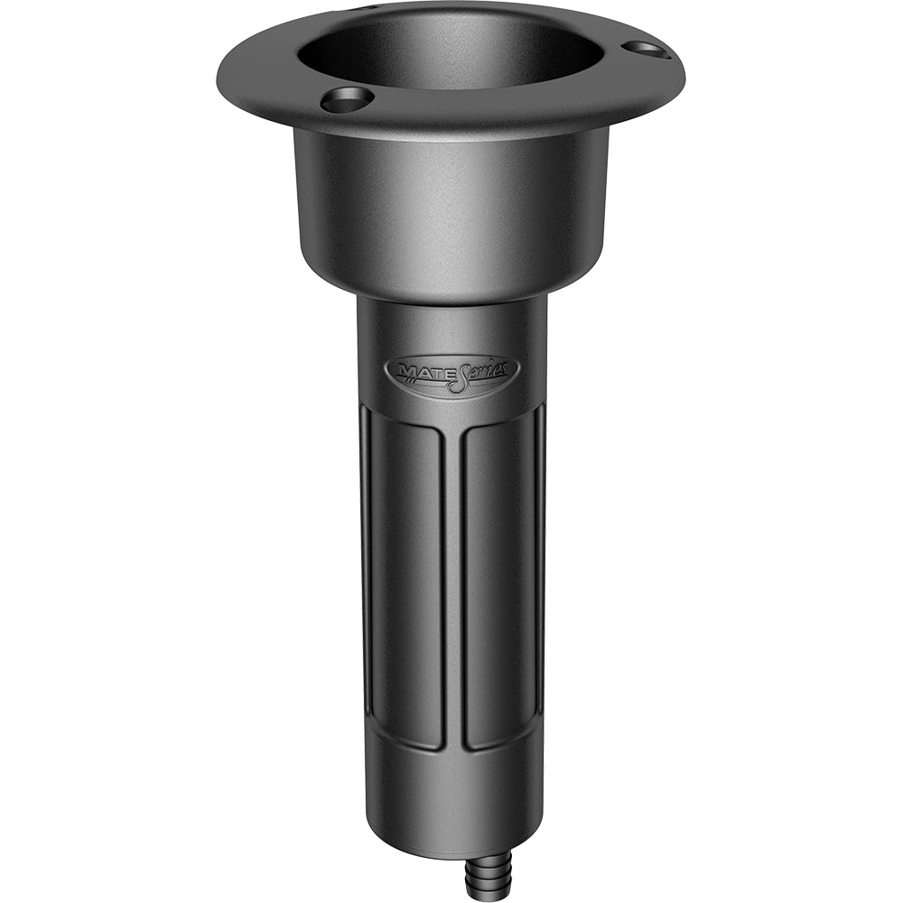 Mate Series Plastic 0 Rod Cup Holder Drain Round Top Black P1000DB
