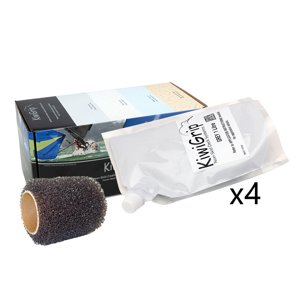 KiwiGrip 4 1 Liter Pouches Grey w4 Roller KG4GPR