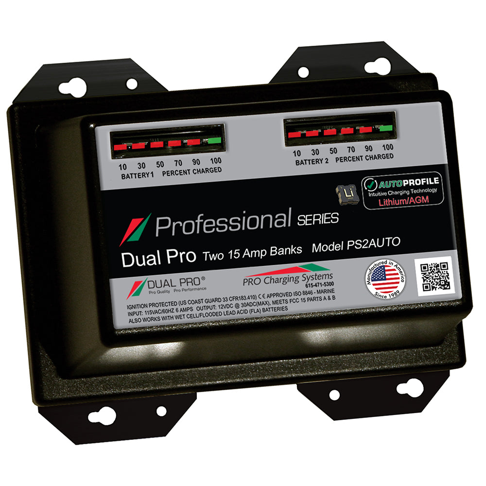 Dual Pro PS2 Auto 15A 2Bank LithiumAGM Battery Charger PS2AUTO