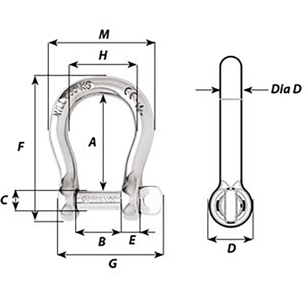 Wichard SelfLocking Bow Shackle Diameter 10mm 1332 1245W