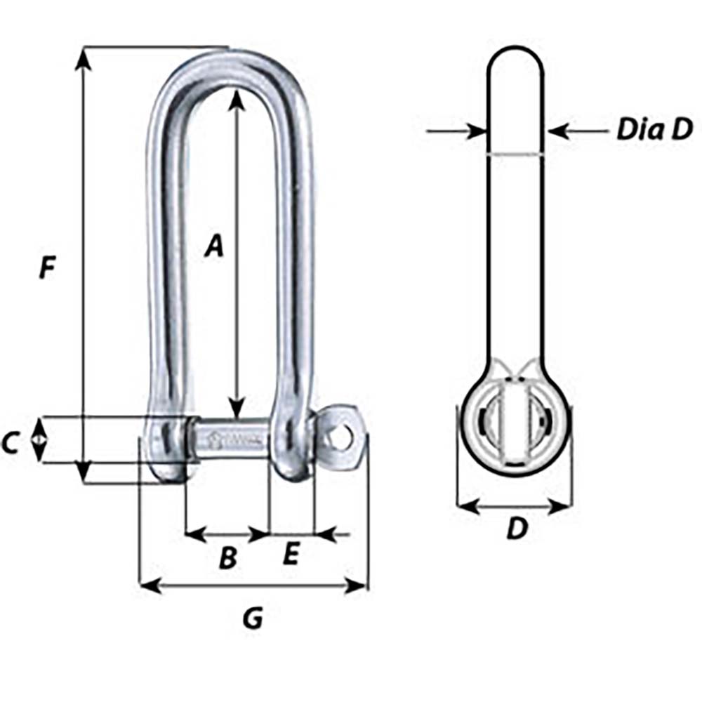 Wichard Captive Pin Long D Shackle Diameter 5mm 316 1412W