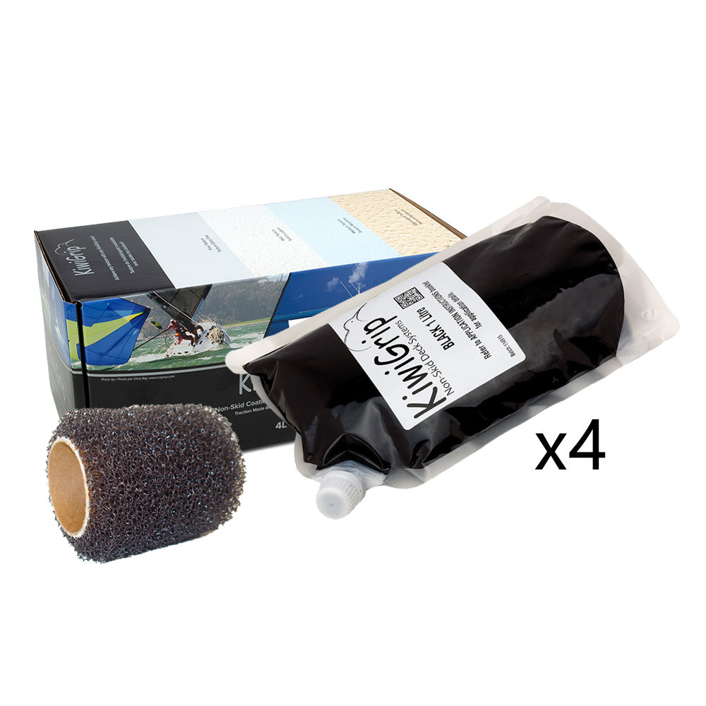KiwiGrip 4 1 Liter Pouches Black with 4 Roller KG4BKPR