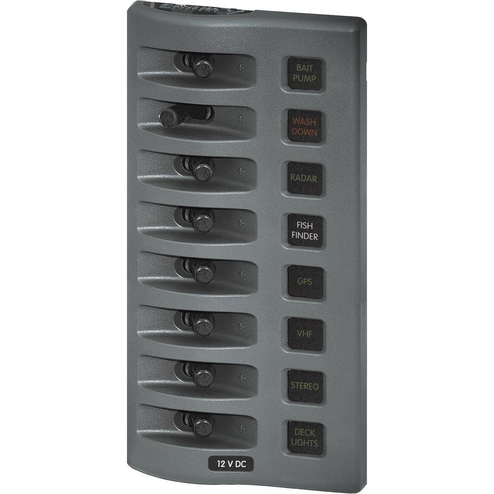 Blue Sea 4308 WeatherDeck Water Resistant Fuse Panel  8 Position  Grey 4308