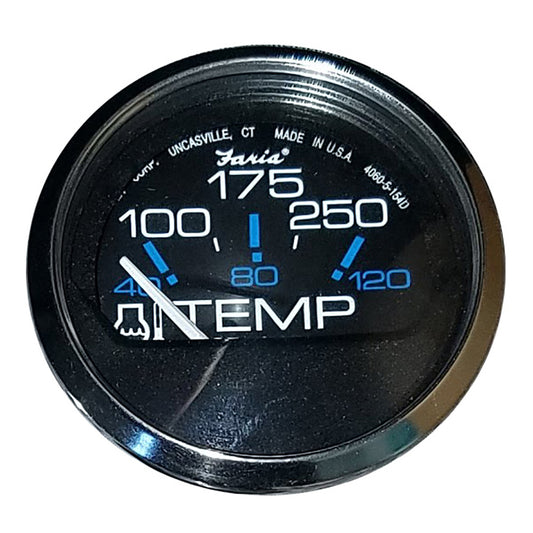 Faria Chesapeake Black 2 Water Temperature Gauge 100250F 13704