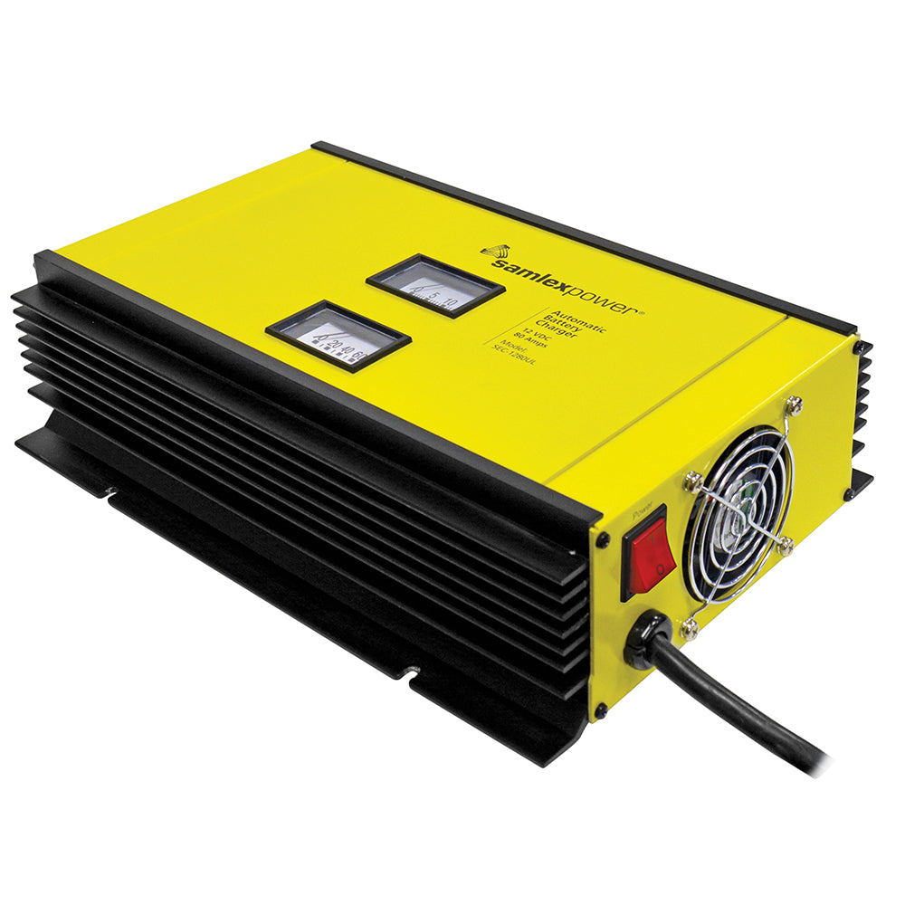 Samlex 80A Battery Charger  12V  2Bank  3Stage wDip Switch  Lugs  Includes Temp Sensor SEC1280UL
