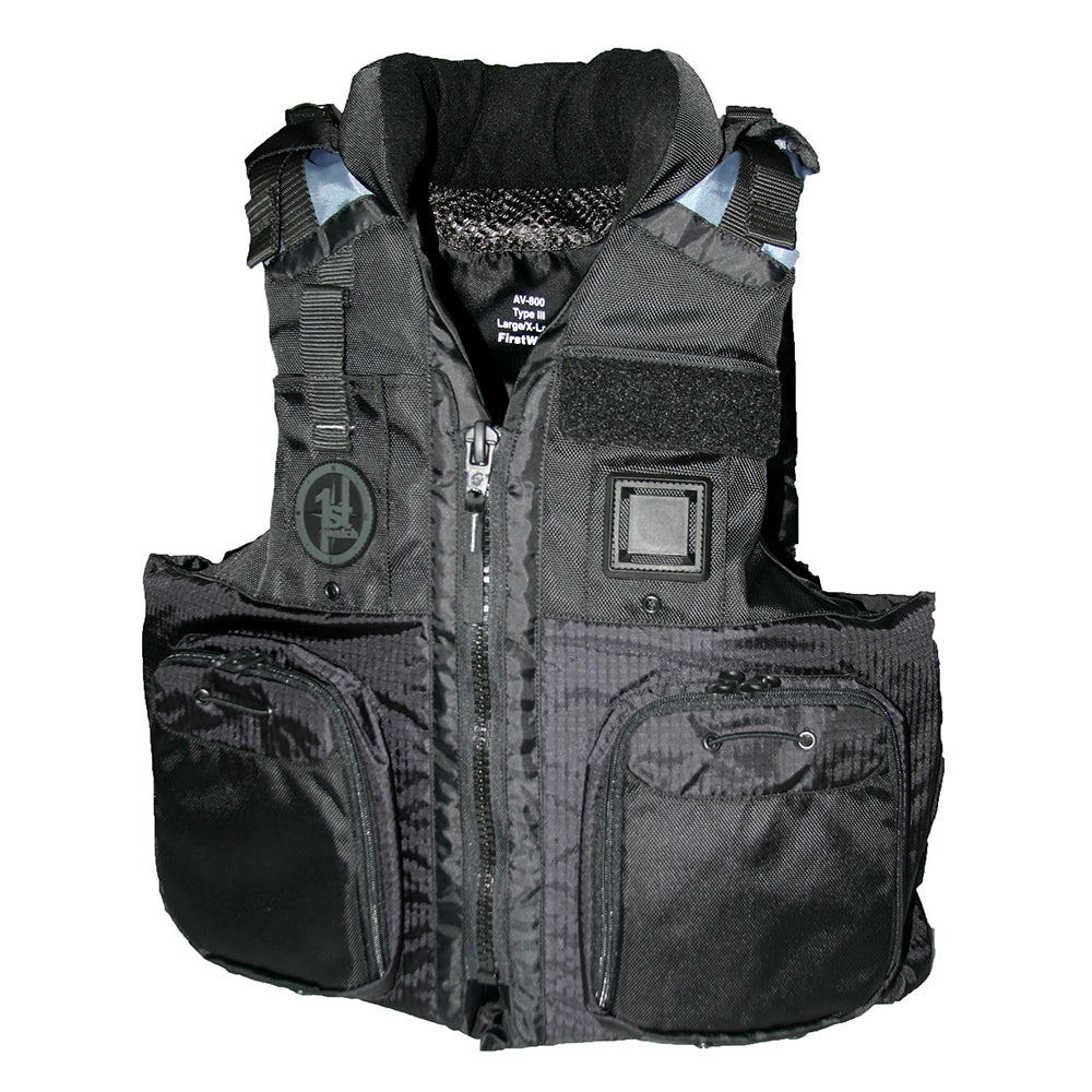 First Watch AV800 Four Pocket Flotation Vest  Black  Large to XL  AV800BKLXL