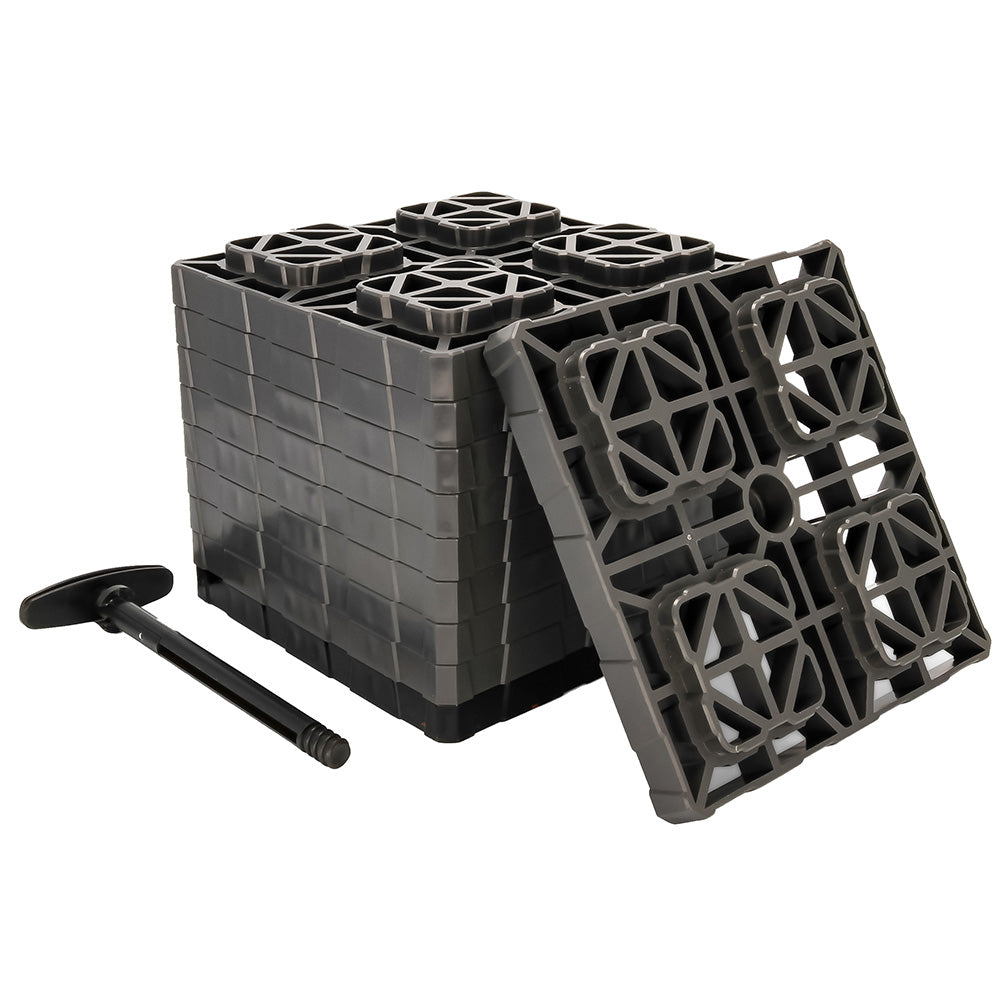 Camco FasTen Leveling Blocks XL wTHandle  2x2  Grey 10Pack 44527