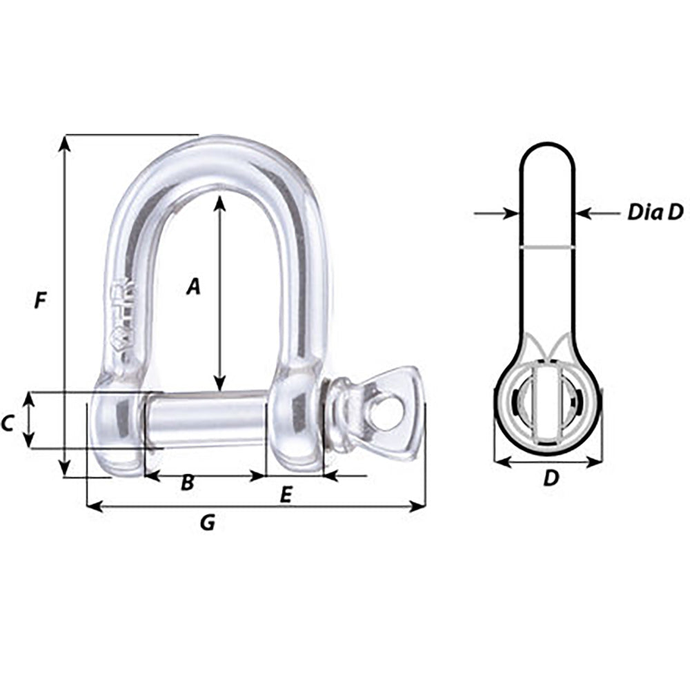 Wichard HR D Shackle  20mm Diameter  2532 11209W